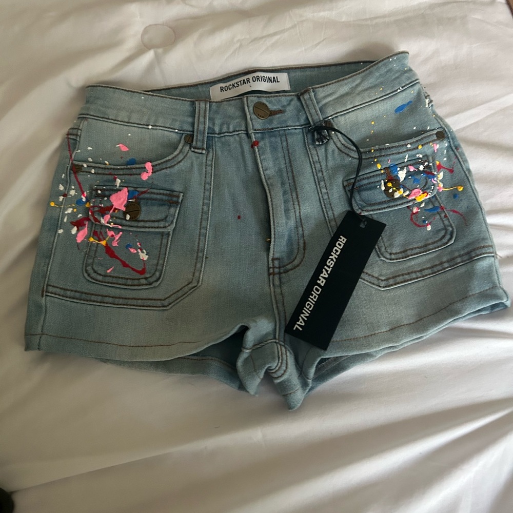 Rockstar Original “Take A Risk” Light Wash Denim Shorts
